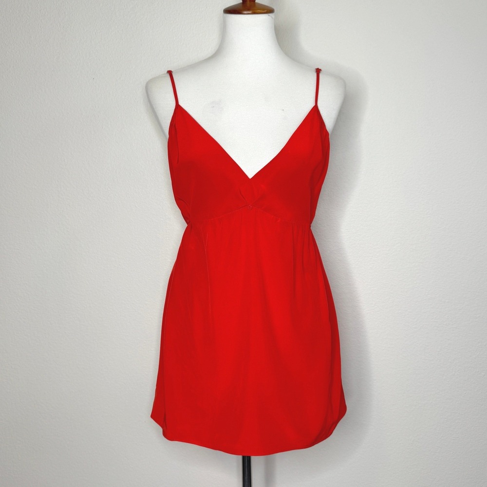 TWELFTH STREET by Cynthia Vincent Silk Babydoll Tank Top MED Red Minimalist